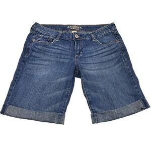 Arizonia Jean Shorts Junior 7 Medium Wash Denim Bermuda Roll Up 8.5" Inseam